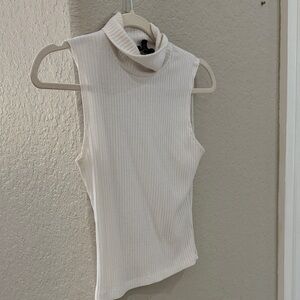 Forever 21 Cream Ribbed Knit Top